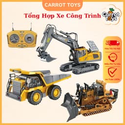 Xe Công Trình Điều Khiển Từ Xa - Xe Cuốc, Máy Xúc, Ben, Ủi, Xúc Lật 6,9,11,13 Kênh (Pin Sạc,Gàu Sắt) 1