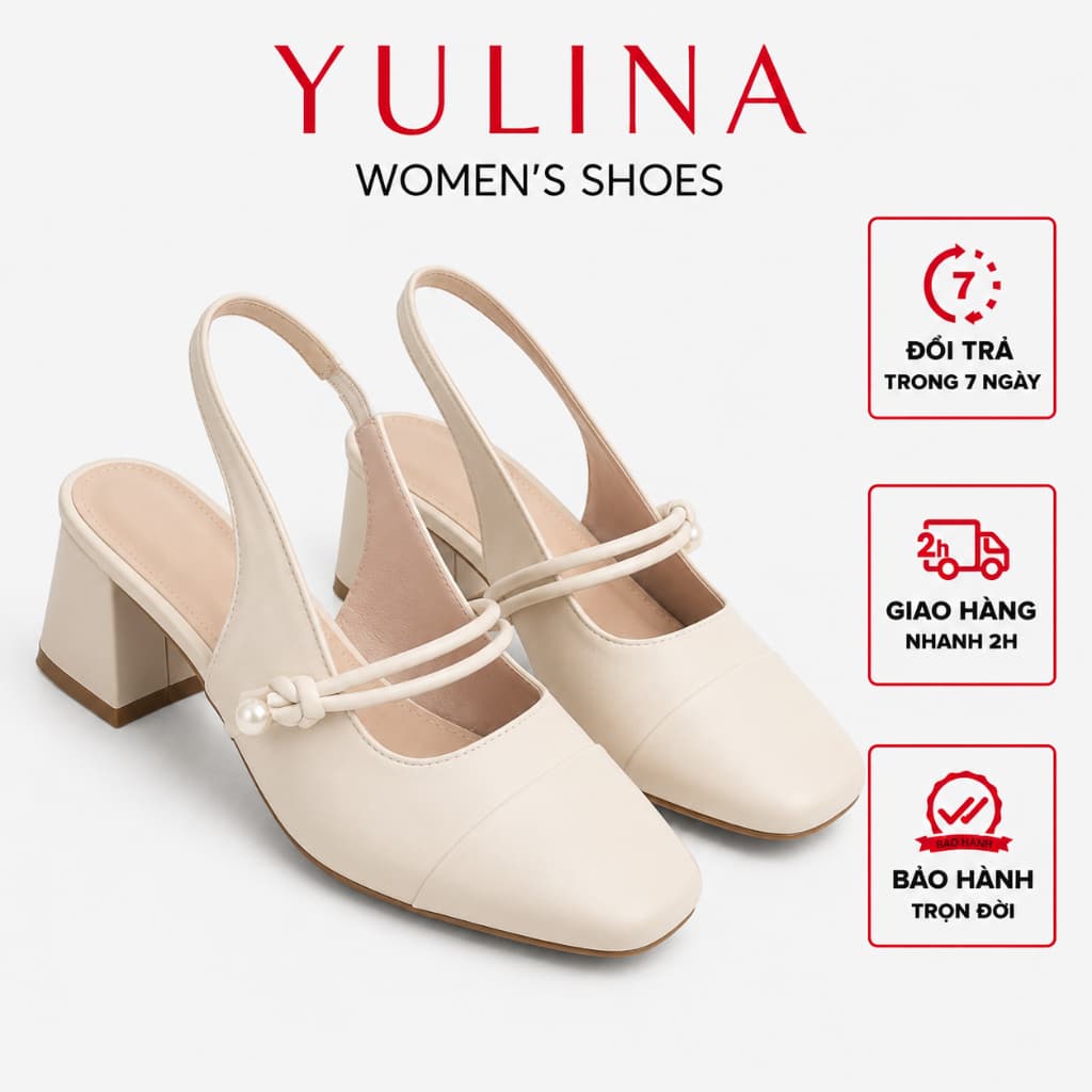 Giày Sandal Cao Gót 𝙔𝙐𝙇𝙄𝙉𝘼 Nữ Mũi Vuông êm mềm cao 5cm 5P h67