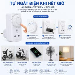 Ổ cắm hẹn giờ tắt MT01D 16A 230V dùng để sạc điện thoại và xe đạp điện an toàn - ổ cắm điện hẹn giờ tự động ngắt điện 2