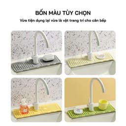 Thảm thoát nước gắn vòi rửa chén silicone đa năng chống tràn giữ khô ráo dễ lắp đặt 3