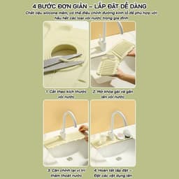 Thảm thoát nước gắn vòi rửa chén silicone đa năng chống tràn giữ khô ráo dễ lắp đặt 9