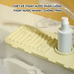 Thảm thoát nước gắn vòi rửa chén silicone đa năng chống tràn giữ khô ráo dễ lắp đặt 4