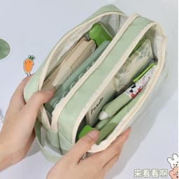 Túi đựng bút da PU 5 ngăn dung tích lớn cầm tay đa năng đựng văn phòng phẩm tiện lợi 5