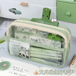 Túi đựng bút da PU 5 ngăn dung tích lớn cầm tay đa năng đựng văn phòng phẩm tiện lợi 6