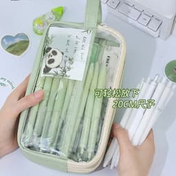 Túi đựng bút da PU 5 ngăn dung tích lớn cầm tay đa năng đựng văn phòng phẩm tiện lợi 4