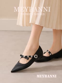 Giày Đế Bệt Mũi Nhọn MEYBANNI Phối Nơ Họa Tiết Quai Chéo Siêu Xinh - C480 9