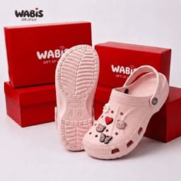 [Tặng Charm+Móc Khóa Chính Hãng]Dép Sục Màu Hồng WABIS Đế Cao 3cm Không Thấm Nước, Chống Trượt[WUC-V2] [LÙI 1 SIZE] 4