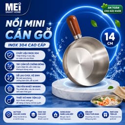 Nồi mini inox cán gỗ chống bỏng, tay cầm chắc chắn, nấu mì, đun sữa, dùng bếp gas & bếp từ 1