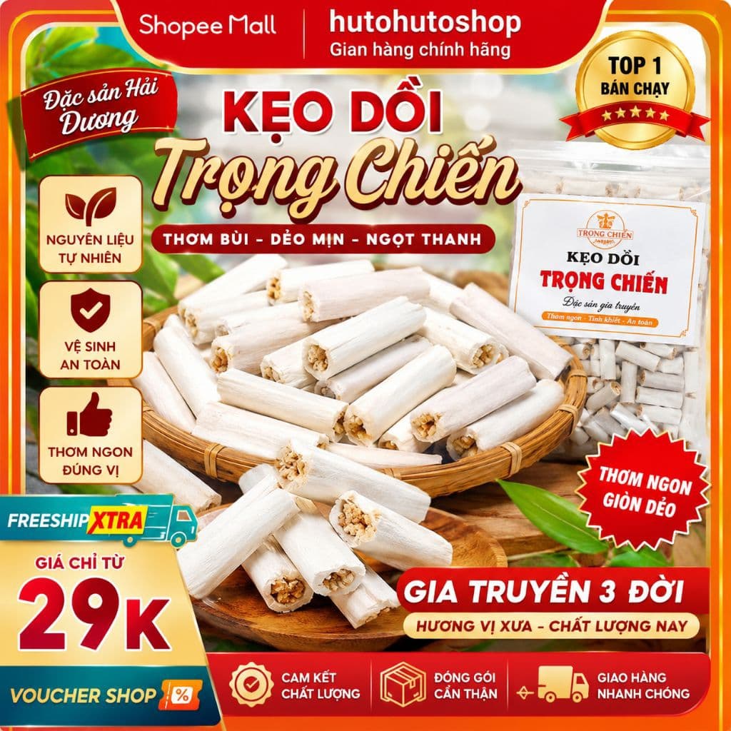 Combo 10 Gói Kẹo Dồi Trọng Chiến Mềm Dẻo Thơm Ngon – Kẹo Tuổi Thơ Truyền Thống, Ăn Vặt Hấp Dẫn|Gói 110g