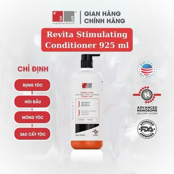 Dầu xả giảm gãy rụng, kích thích mọc tóc REVITA STIMULATING CONDITIONER 925ml - Ds Laboratories (Mỹ)