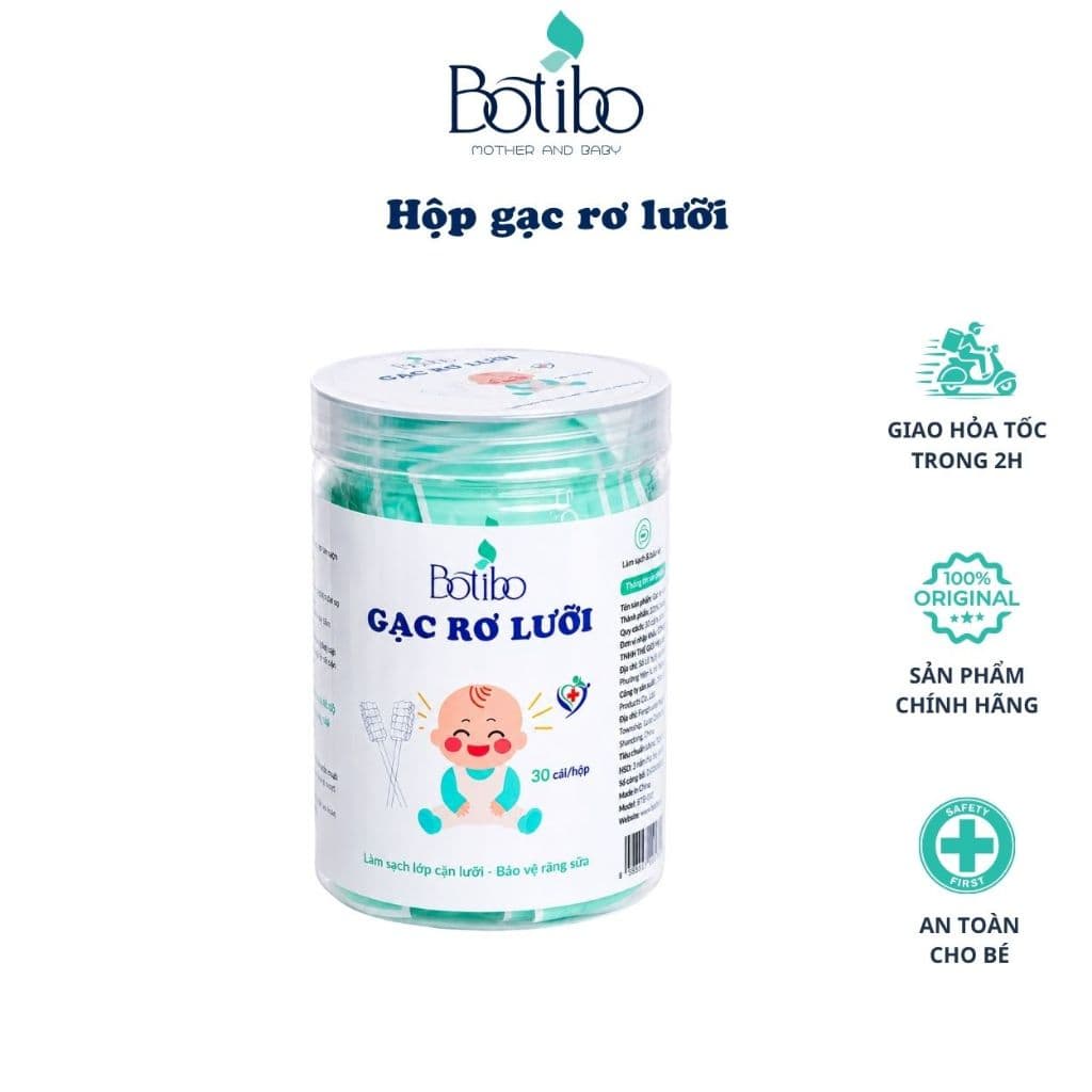 ( 1Hộp ) 30 que gạc rơ lưỡi cho bé BotiboKids cao cấp an toàn BOTIBO KIDS