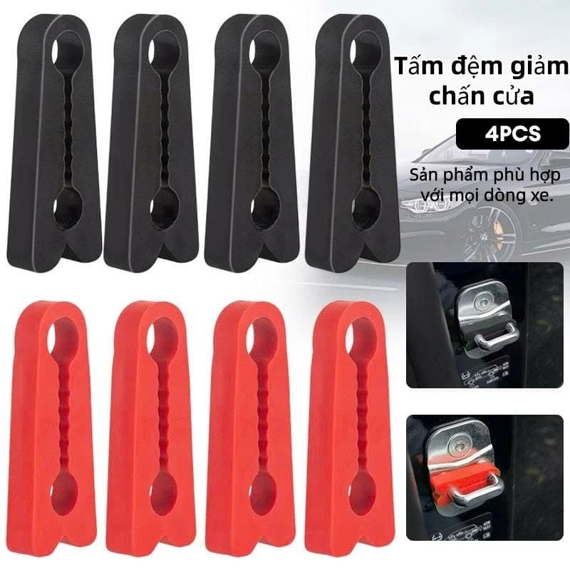 4 Miếng Đệm Kẹp Khóa Cửa Ô Tô Chất Liệu Silicon - Giảm Xóc, Chống Ồn, Bảo Vệ Khóa Cửa, Lắp Đặt Nhanh Chóng