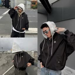 Áo Bomber Jacket mũ phối nỉ tay nhún túi hộp nam nữ mặc đôi siêu hót tree 6