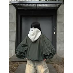 Áo Bomber Jacket mũ phối nỉ tay nhún túi hộp nam nữ mặc đôi siêu hót tree 7