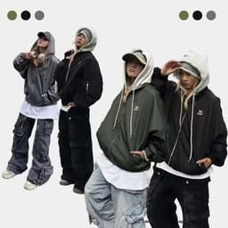 Áo Bomber Jacket mũ phối nỉ tay nhún túi hộp nam nữ mặc đôi siêu hót tree 3