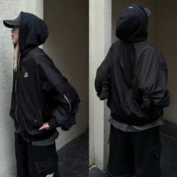 Áo Bomber Jacket mũ phối nỉ tay nhún túi hộp nam nữ mặc đôi siêu hót tree 5