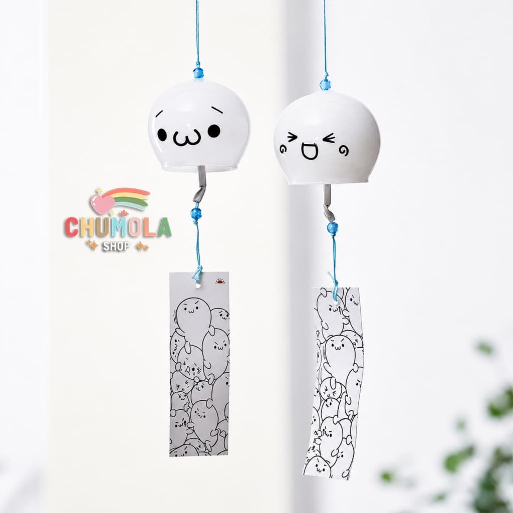 Chuông Gió Thủy Tinh Furin Nhật Bản Biểu Tượng Cảm Xúc Emoji Đáng Yêu - Quà Tặng Lưu Niệm Decor Phòng Ngủ, Ban Công