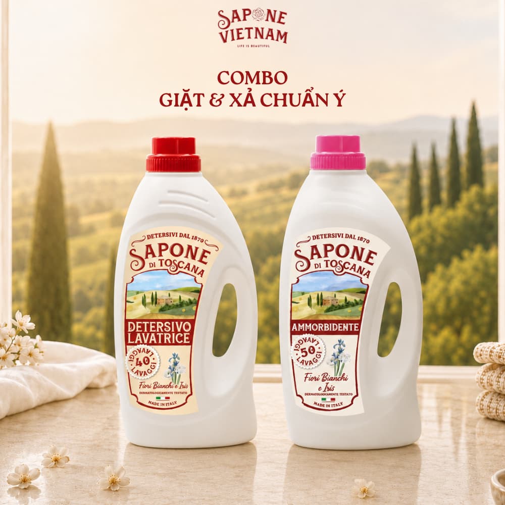 Nước Giặt & Xả Sapone di Toscana – Hương Thơm Sang, Quần Áo Sạch Thơm Cả Ngày
