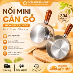 Nồi mini inox cán gỗ chống bỏng Không Nắp – Nấu mì, đun sữa, làm sốt – Dùng bếp gas & bếp từ 1