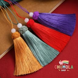 Tua Rua Đầu Kết Đính Hạt Trắng Dài 9cm Nhiều Màu - Dây Treo Cổ Trang Trang Trí Làm Đồ Handmade 1