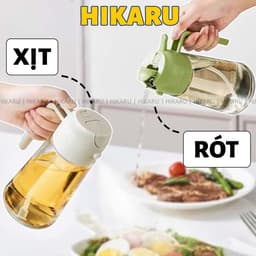 Bình Đựng Dầu Ăn 2 Chế Độ (Xịt & Rót) Thủy Tinh Cao Cấp Đựng Dầu Ăn Nước Mắm HIKARU DT241102001 1