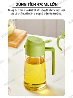 Bình Đựng Dầu Ăn 2 Chế Độ (Xịt & Rót) Thủy Tinh Cao Cấp Đựng Dầu Ăn Nước Mắm HIKARU DT241102001 4