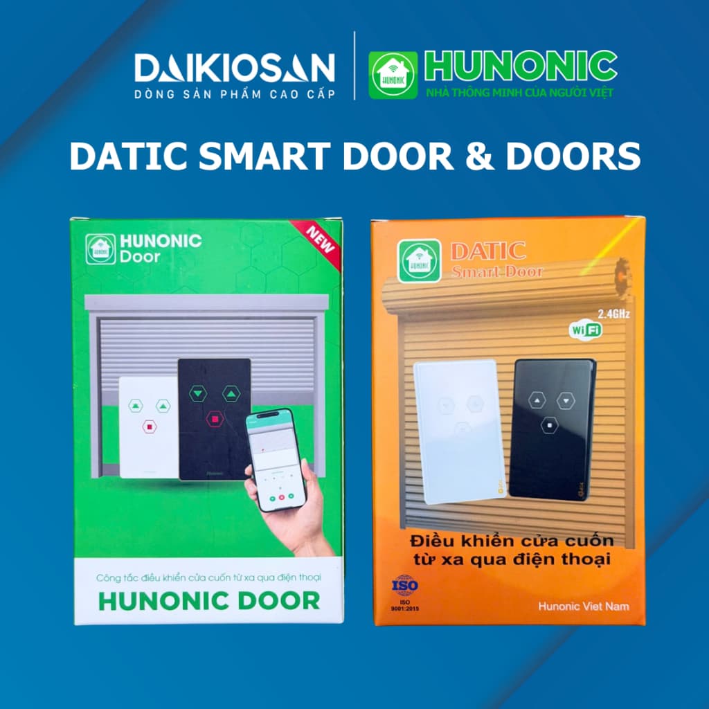 Công tắc cửa cuốn WiFi Hunonic Datic & Doors điều khiển từ xa qua app, báo trạng thái đóng mở