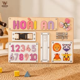 Bảng bận rộn IN TÊN RIÊNG - Busy Board - Đồ chơi gỗ giáo dục sớm Montessori - Board game 5