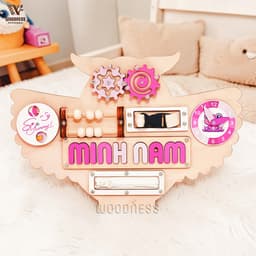 Bảng bận rộn IN TÊN RIÊNG - Busy Board - Đồ chơi gỗ giáo dục sớm Montessori - Board game 6