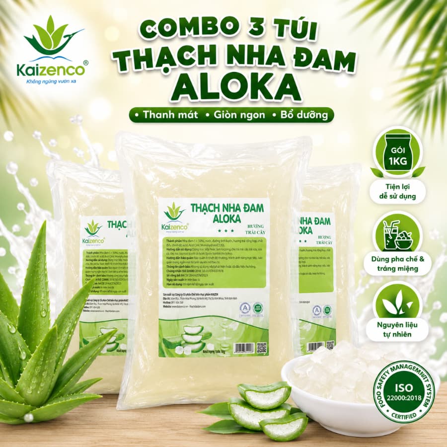 Combo 3 Túi Thạch Nha Đam Aloka Túi 1 Kg Giòn Thơm Ngon Dùng Liền Hoặc Pha Chế - KAIZENCO , dokhogiasi