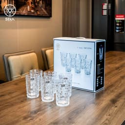 [ GOCHY ] Bộ 6 Ly Thủy Tinh GOCHY HOME 300ml Vân Ong Dập Nổi 3D, Cốc Uống Nước Soda-Lime Không Chì, Dày Dặn Sang Trọng -Màu Trắng 5
