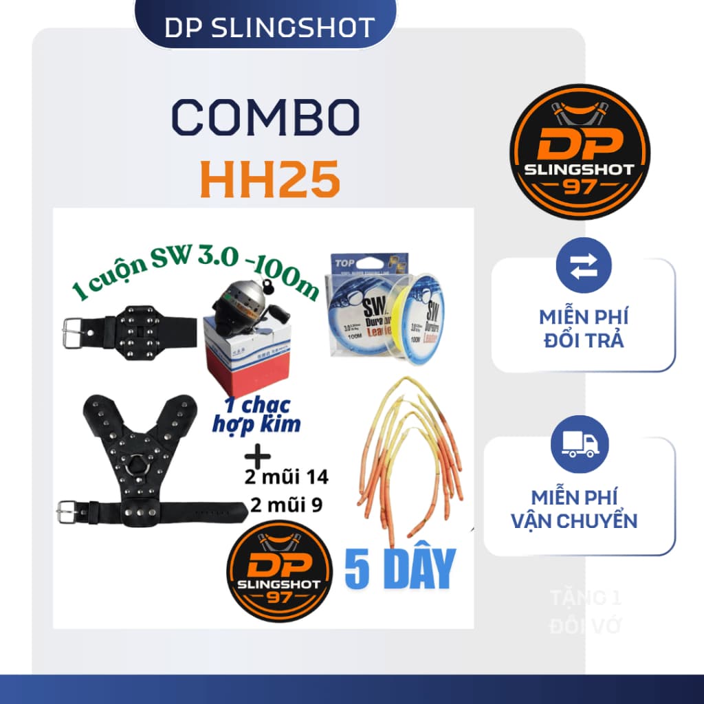 Combo Máy HH25 Thu Cá Đa Năng – Dây Dù Có Sẵn Trong Máy, Kèm Leader SW Durabara 100M