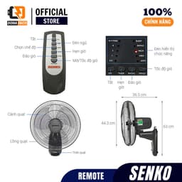 Remote điều khiển quạt Senko quạt cây, quạt đứng, quạt treo tường - Nhỏ gọn, nút bấm êm, dùng pin AAA 3