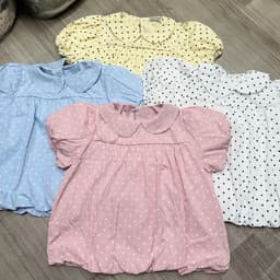 Áo Bí Tay Bồng Cổ Sen Form Babydoll Xoè Nhiều Màu Vải Gió, Áo Kiểu Nữ Dễ Thương 5
