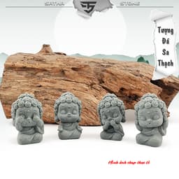 Bộ tượng tiểu phật tứ không đá sa thạch ST0338 - Tượng deco, trang trí tiểu cảnh, bán cạn, terrarium 4