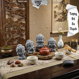 Bộ tượng tiểu phật tứ không đá sa thạch ST0338 - Tượng deco, trang trí tiểu cảnh, bán cạn, terrarium 1
