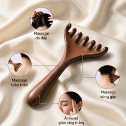 Lược massage gỗ cầm tay. Dụng cụ massage da đầu, cổ vai gáy, thư giãn cơ thể hiệu quả - Majehome 2