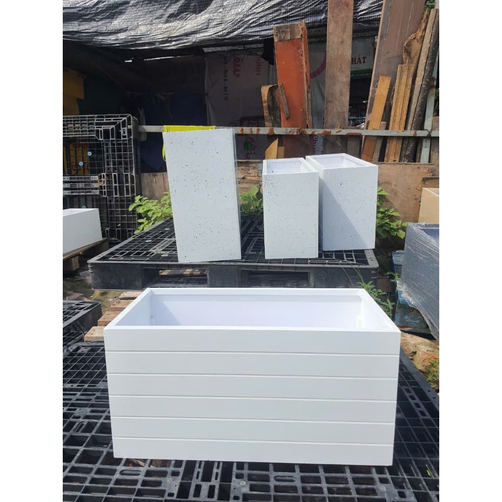 Chậu trồng cây composite; chậu nhựa composite ngoài trời 50x25x25 dùng trồng cây ban công siêu bền siêu nhẹ