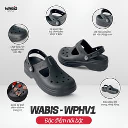 [Tặng Charm + Móc Khóa Chính Hãng] Dép Sục Màu Đen WABIS Platform Happiness V1 Đế Cao 3cm, Êm Chân, Chống Trượt [WPH-V1] 4
