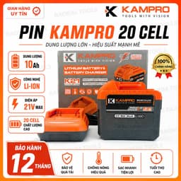 Pin 20 Cell KAMPRO 10Ah Mạch 4 Mosfet, Kèm sạc nhanh, Chân Pin Phổ Thông, Có Đèn Led Báo Pin 1