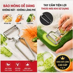 Nạo Rau Củ Quả 2 Lưỡi Cao Cấp Thép Không Gỉ Siêu Sắc Chống Rỉ Sét - Đa Năng Gọt Vỏ Nhanh Tiện Dụng Cho Nhà Bếp Gia Đình 3