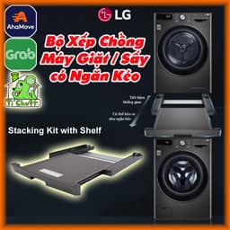 Bộ Kệ Xếp Chồng Máy Giặt Máy Sấy LG Thông Minh có Giá Đỡ Ngăn Kéo Ra Vào Đựng Quần Áo Stacking Kit with Shelf 1