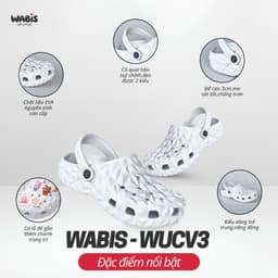 [Tặng Charm + Móc Khóa Chính Hãng] Dép Sục Màu Trắng Kim Cương WABIS Đế 3cm Không Thấm Nước, Chống Trượt [WUC-V3] 4