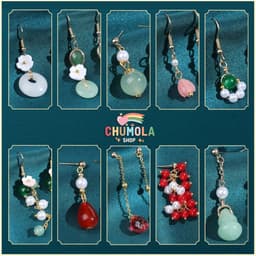 Khuyên tai sen thả giọt nước dáng dài phong cách cổ trang mỹ nữ phụ kiện tinh tế sang trọng 1