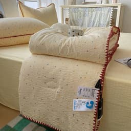 ( TẶNG ÔM )COTTON ĐŨI BỘ 4 MÓN CHĂN CHẦN SẴN RUỘT COTTON ĐŨI THOÁNG MÁT DỆT CHÁM QUANH VỎ CHĂN 3