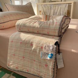 ( TẶNG ÔM )COTTON ĐŨI BỘ 4 MÓN CHĂN CHẦN SẴN RUỘT COTTON ĐŨI THOÁNG MÁT DỆT CHÁM QUANH VỎ CHĂN 2