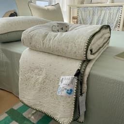 ( TẶNG ÔM )COTTON ĐŨI BỘ 4 MÓN CHĂN CHẦN SẴN RUỘT COTTON ĐŨI THOÁNG MÁT DỆT CHÁM QUANH VỎ CHĂN 5