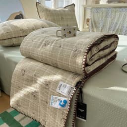 ( TẶNG ÔM )COTTON ĐŨI BỘ 4 MÓN CHĂN CHẦN SẴN RUỘT COTTON ĐŨI THOÁNG MÁT DỆT CHÁM QUANH VỎ CHĂN 7