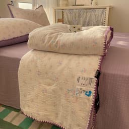( TẶNG ÔM )COTTON ĐŨI BỘ 4 MÓN CHĂN CHẦN SẴN RUỘT COTTON ĐŨI THOÁNG MÁT DỆT CHÁM QUANH VỎ CHĂN 9
