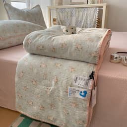 ( TẶNG ÔM )COTTON ĐŨI BỘ 4 MÓN CHĂN CHẦN SẴN RUỘT COTTON ĐŨI THOÁNG MÁT DỆT CHÁM QUANH VỎ CHĂN 4